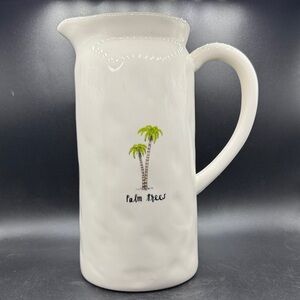 Rae Dunn White Pitcher with Palm Trees